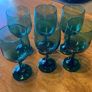 Libbey vintage glassware. 80s juniper emerald green. Set of 6 excellent conditio